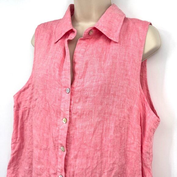 Finley Jasmine Sleeveless Tiered Linen Dress Pink woman’s size XL dress spring s - Picture 1 of 15